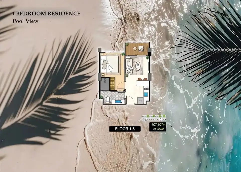 1-Bedroom Condo at The Riviera Beverly Hills Residences in Jomtien, Pattaya, Jomtien