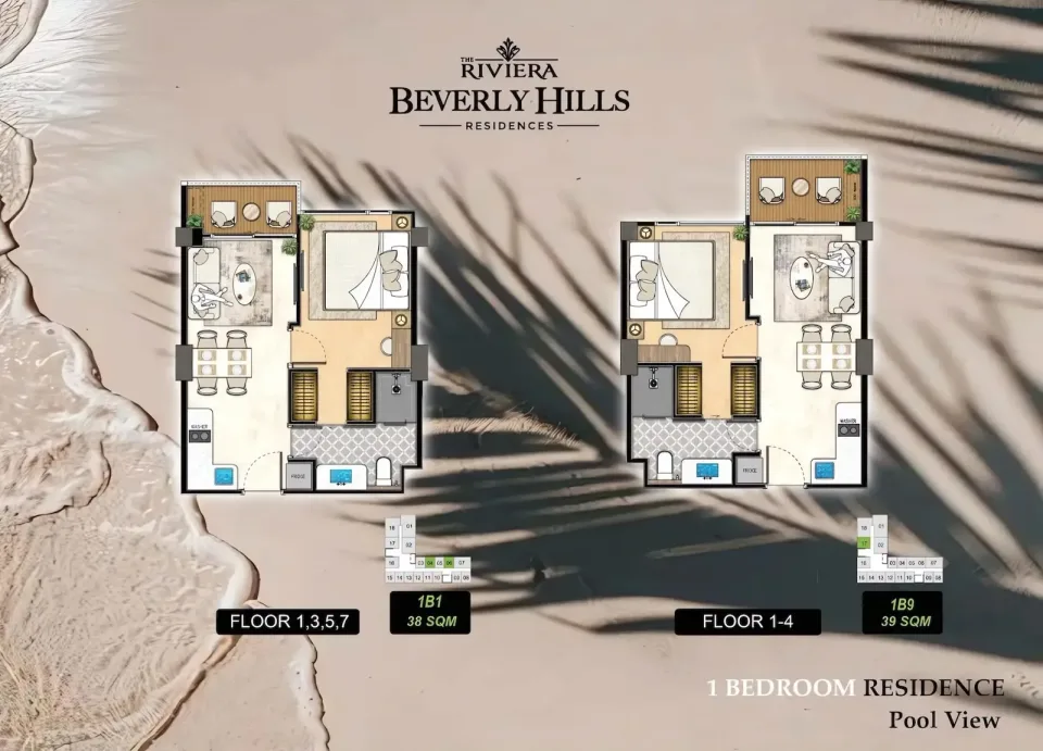1-Bedroom Condo at The Riviera Beverly Hills Residences in Jomtien, Pattaya, Jomtien