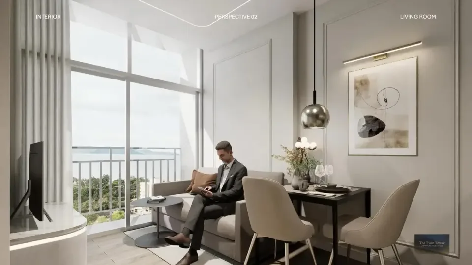 1-Bedroom Condo with Sea View at The Twin Tower Jomtien Pattaya, Jomtien