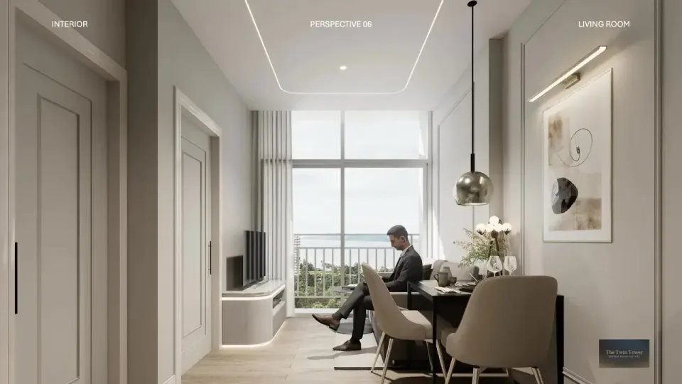 1-Bedroom Condo with Sea View at The Twin Tower Jomtien Pattaya, Jomtien