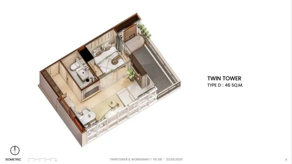 1-Bedroom Condo with Sea View at The Twin Tower Jomtien Pattaya, Jomtien
