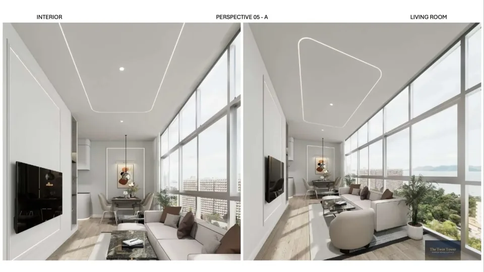 1-Bedroom Condo with Sea View at The Twin Tower Jomtien Pattaya, Jomtien