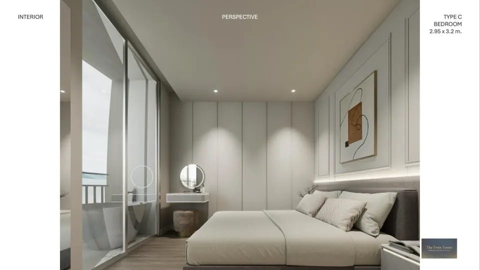 1-Bedroom Condo with Sea View at The Twin Tower Jomtien Pattaya, Jomtien