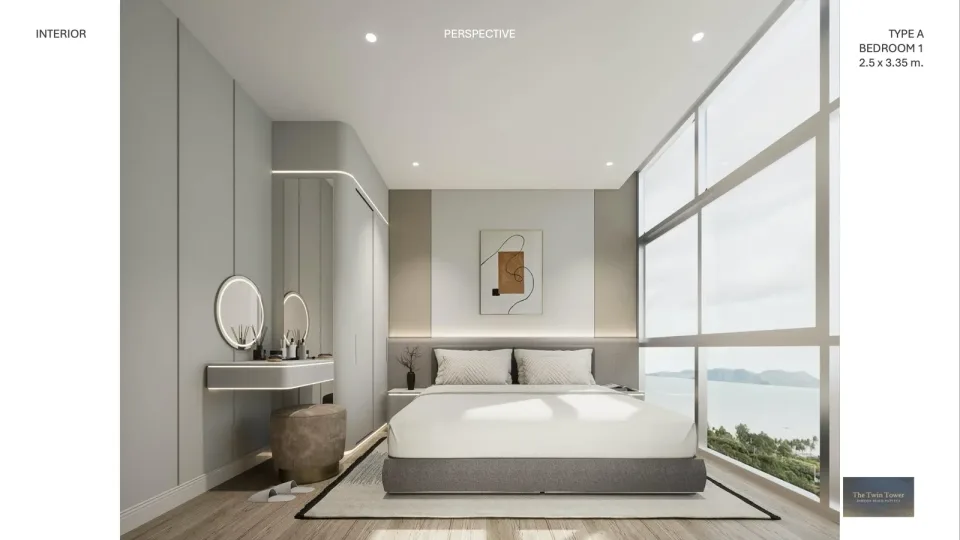 Квартира с 2 спальнями и видом на море в The Twin Tower Jomtien в Паттайе, Джомтьен