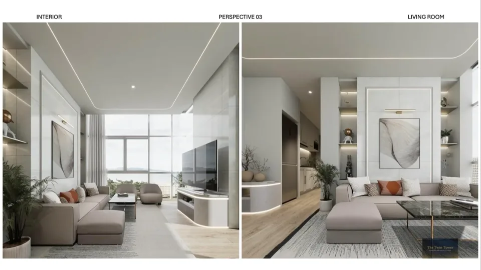 Квартира с 2 спальнями и видом на море в The Twin Tower Jomtien в Паттайе, Джомтьен