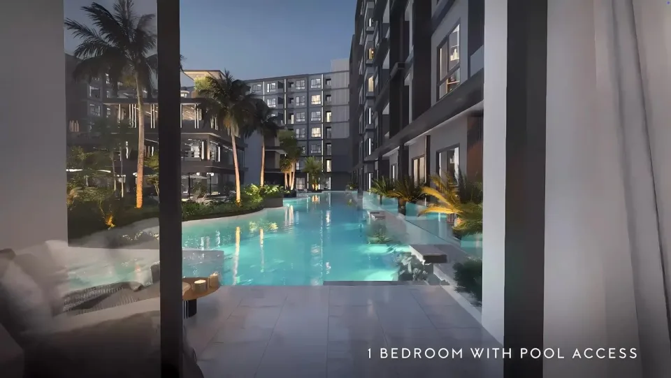 Квартира с 1 спальней и видом на бассейн в Zenith Pattaya, Паттайя