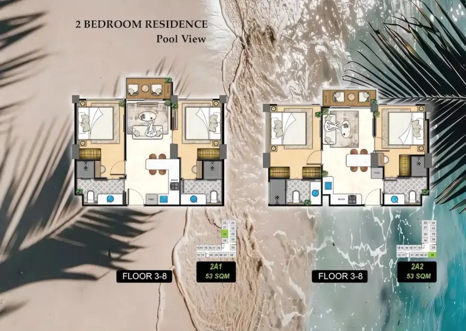 2-Bedroom Condo at The Riviera Beverly Hills Residences in Jomtien, Pattaya, Jomtien