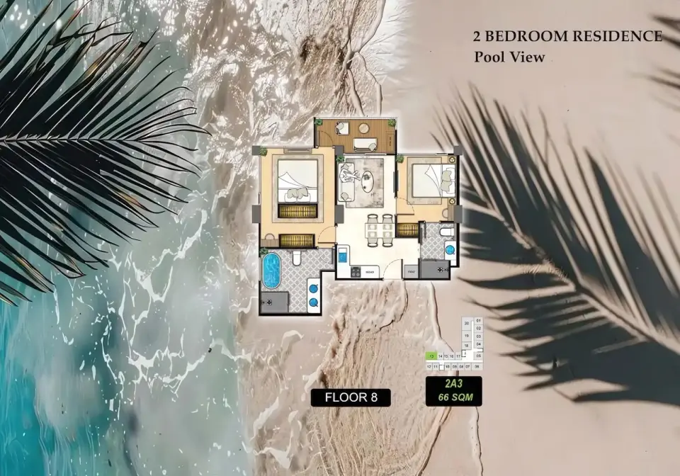 2-Bedroom Condo at The Riviera Beverly Hills Residences in Jomtien, Pattaya, Jomtien