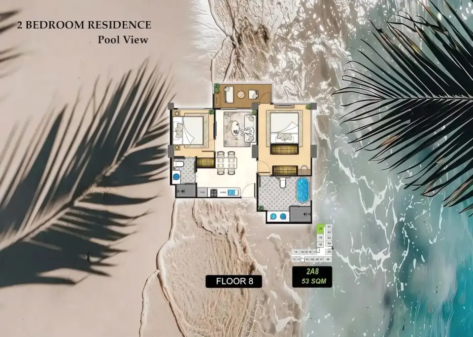 2-Bedroom Condo at The Riviera Beverly Hills Residences in Jomtien, Pattaya, Jomtien