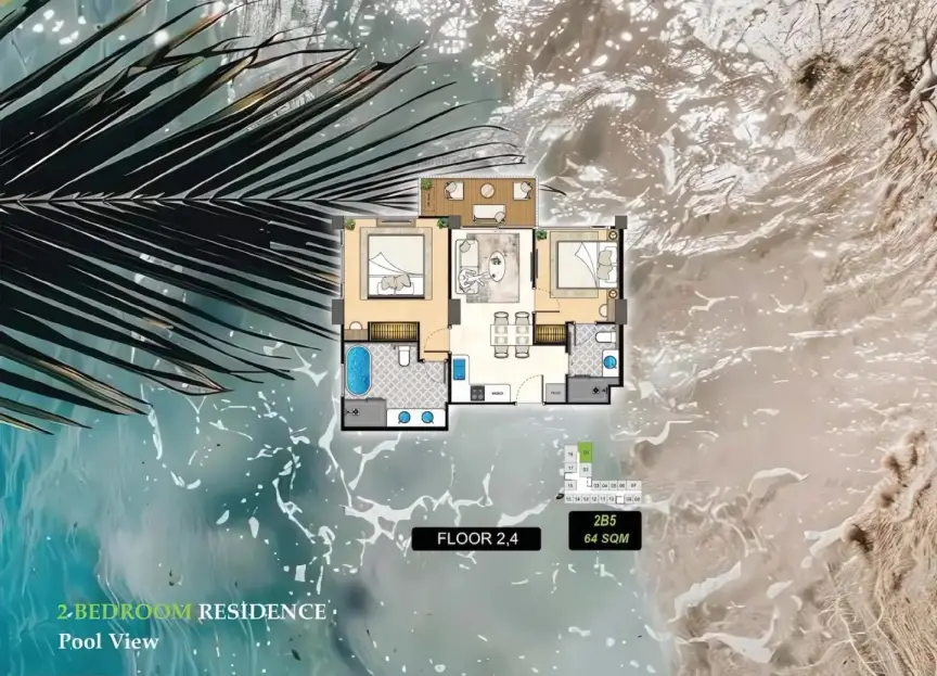 2-Bedroom Condo at The Riviera Beverly Hills Residences in Jomtien, Pattaya, Jomtien