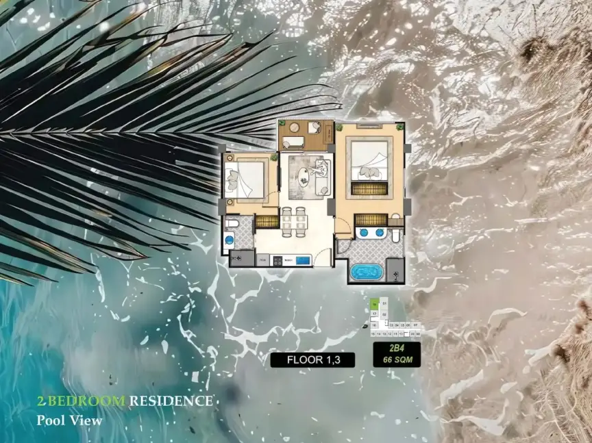 2-Bedroom Condo at The Riviera Beverly Hills Residences in Jomtien, Pattaya, Jomtien
