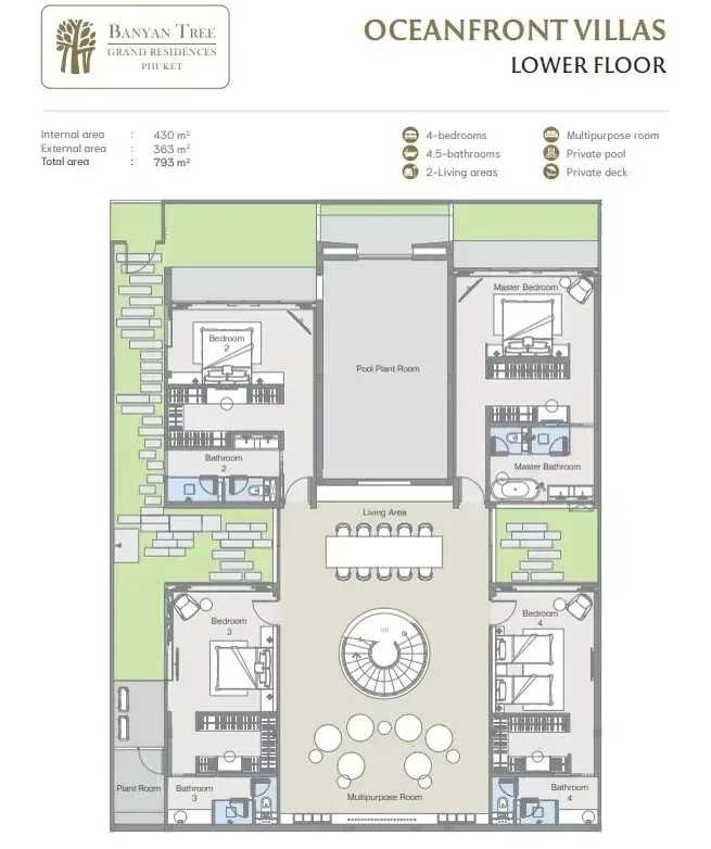 Таунхаус с 4 спальнями и частным бассейном в Banyan Tree Beach Residences Nammu, Пхукет