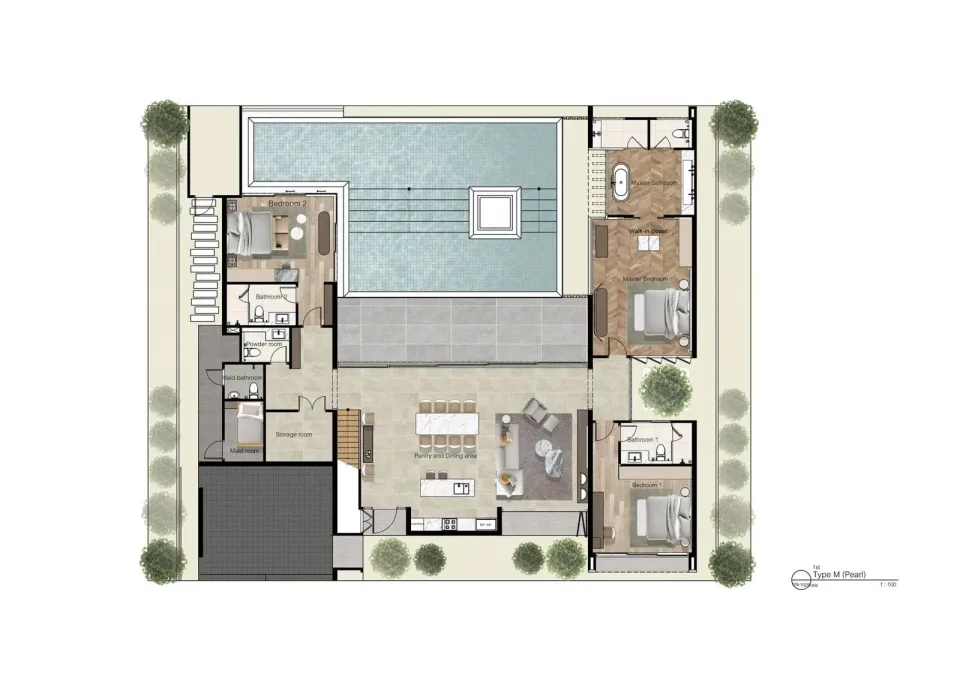 Вилла с 3 спальнями и частным бассейном в Poetry Villas, Банг Тао