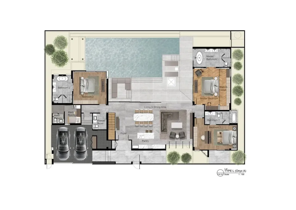 Вилла с 3 спальнями и частным бассейном в Poetry Villas, Банг Тао