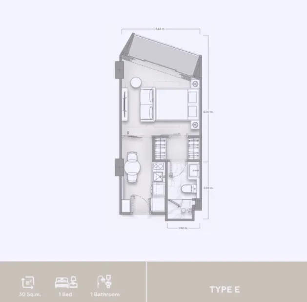 Квартира с 1 спальней в Vibe Residence Karon, Пхукет