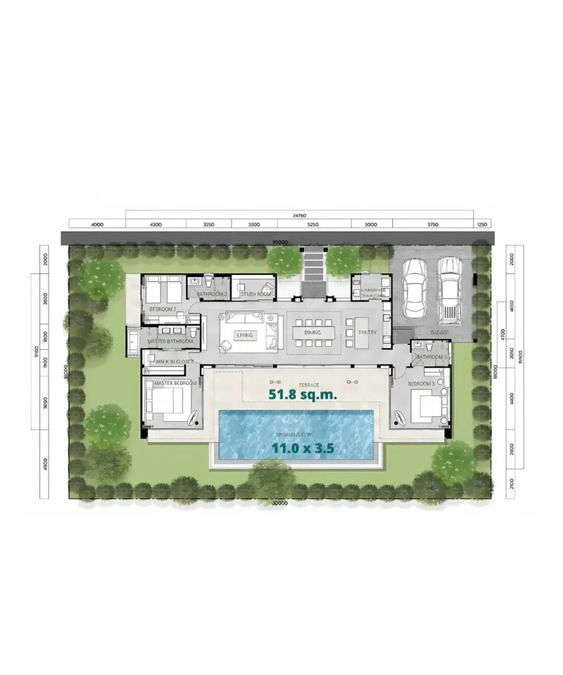 Вилла с 3 спальнями и частным бассейном в The Ozone Campus Villa, Пхукет