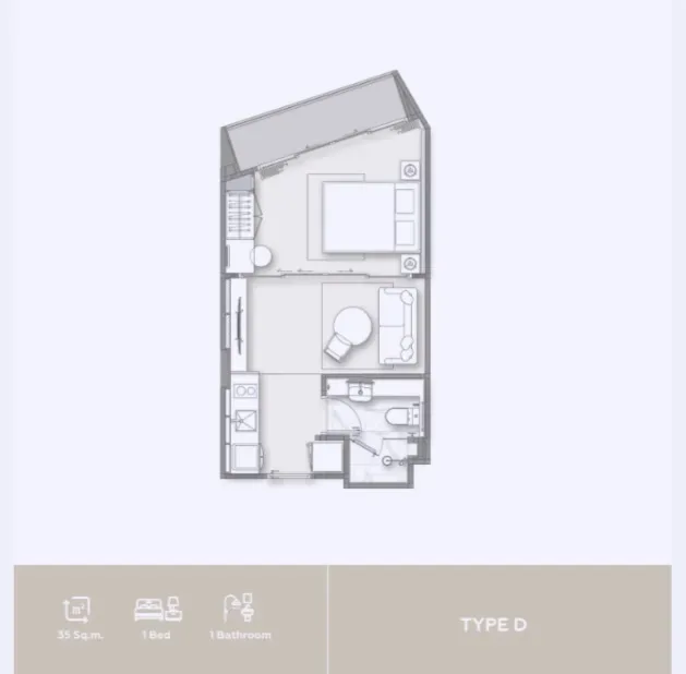Квартира с 1 спальней в Vibe Residence Karon, Пхукет
