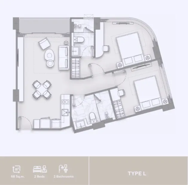 Квартира с 2 спальнями в Vibe Residence Karon, Пхукет