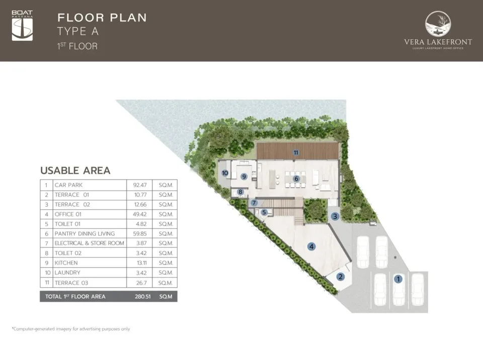 3-Bedroom Villa with Private Garden at Vera Lakefront, Samkong