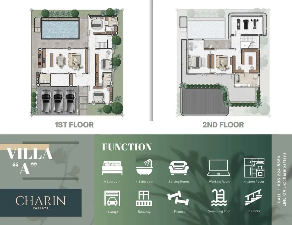 4-Bedroom Villa with Private Pool at Charin Pattaya, Pattaya