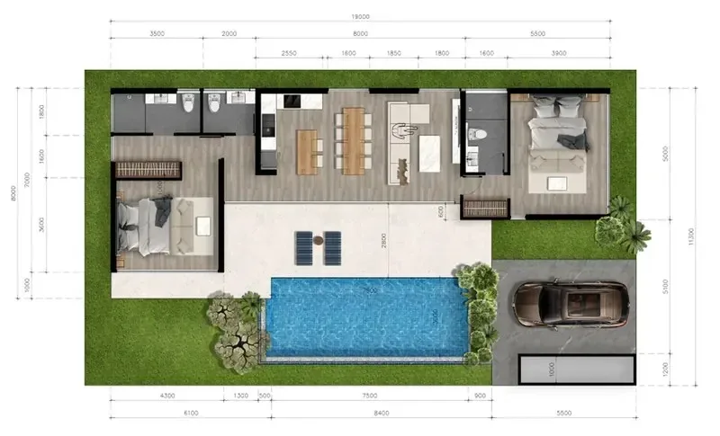 Вилла с 2 спальнями и частным бассейном в Aileen Villas Phase 6, Пхукет