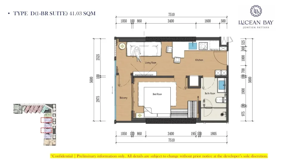 1-Bedroom Condo with Sea View at Lucean Bay Jomtien Pattaya Wellness Residences