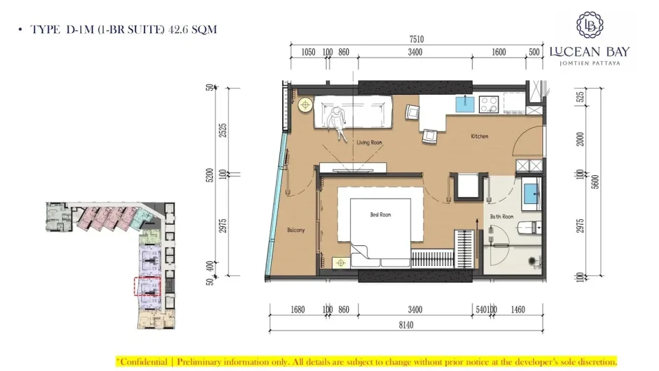 1-Bedroom Condo with Sea View at Lucean Bay Jomtien Pattaya Wellness Residences