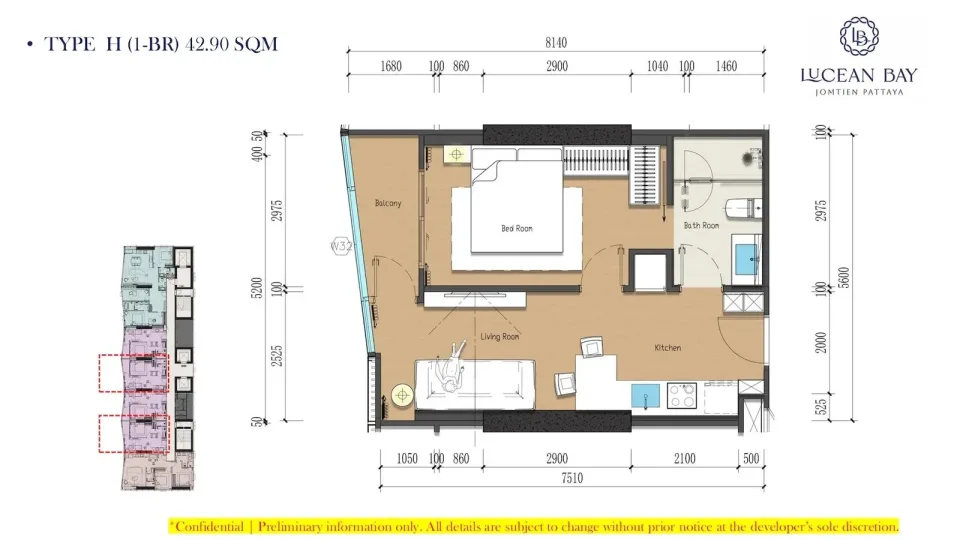 1-Bedroom Condo with Sea View at Lucean Bay Jomtien Pattaya Wellness Residences