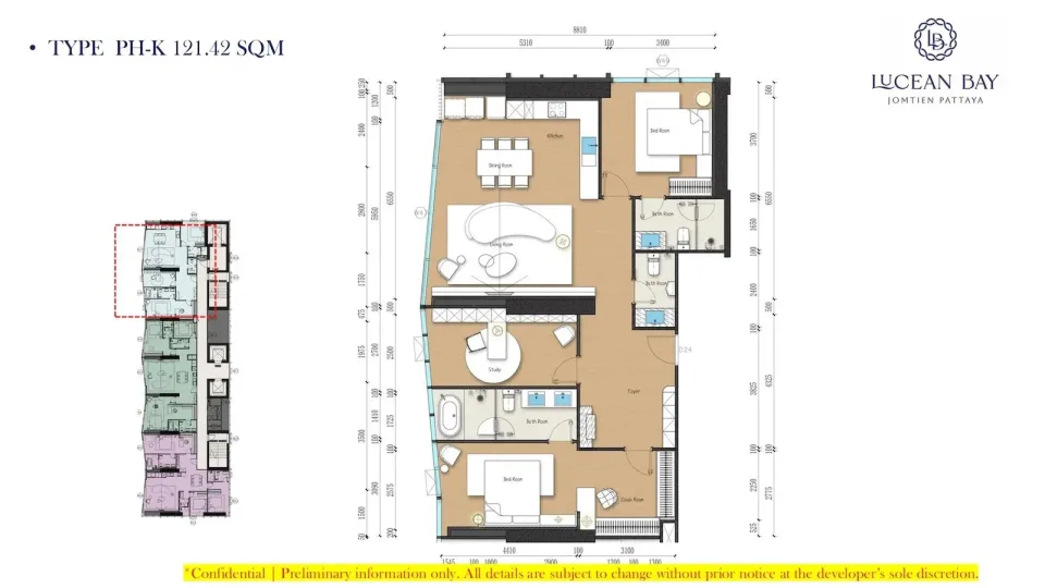 3-Bedroom Condo with Sea View at Lucean Bay Jomtien Pattaya Wellness Residences