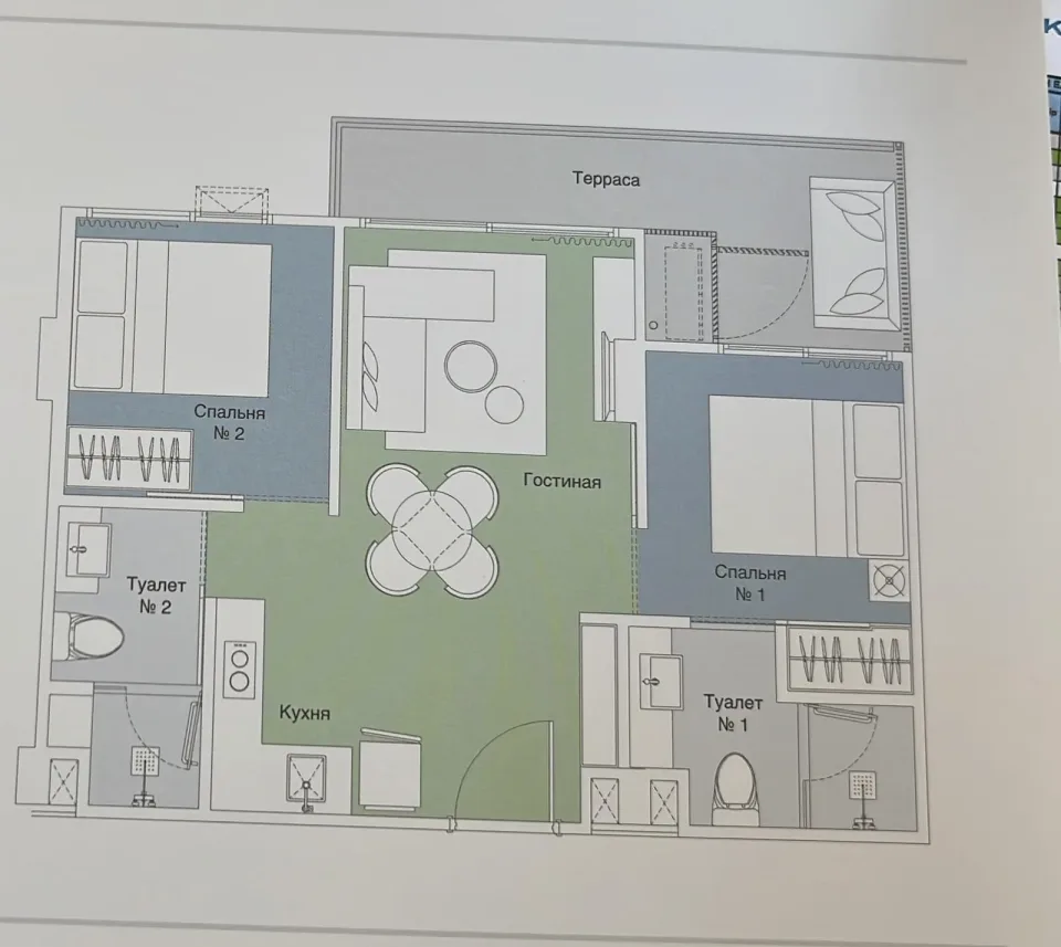 Квартира с 2 спальнями и видом на горы в Skypark Aurora Laguna Phuket — Скай Парк Аврора