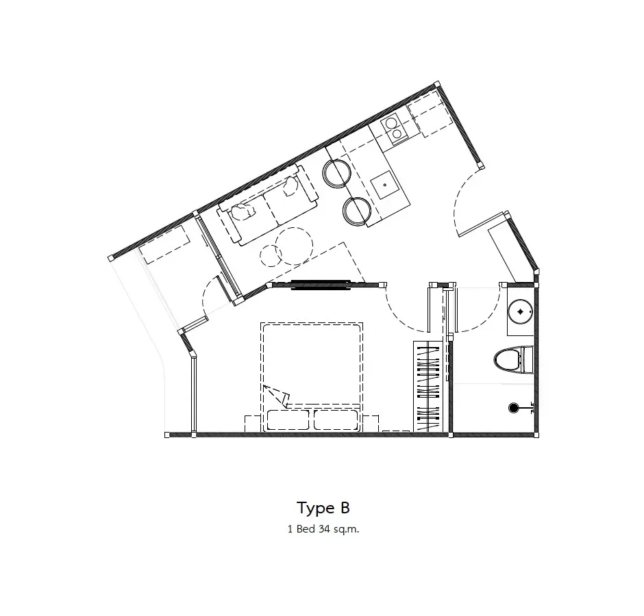 1-Bedroom Condo at Secret Garden Pattaya Condominium in Wongamat, Pattaya, Pattaya