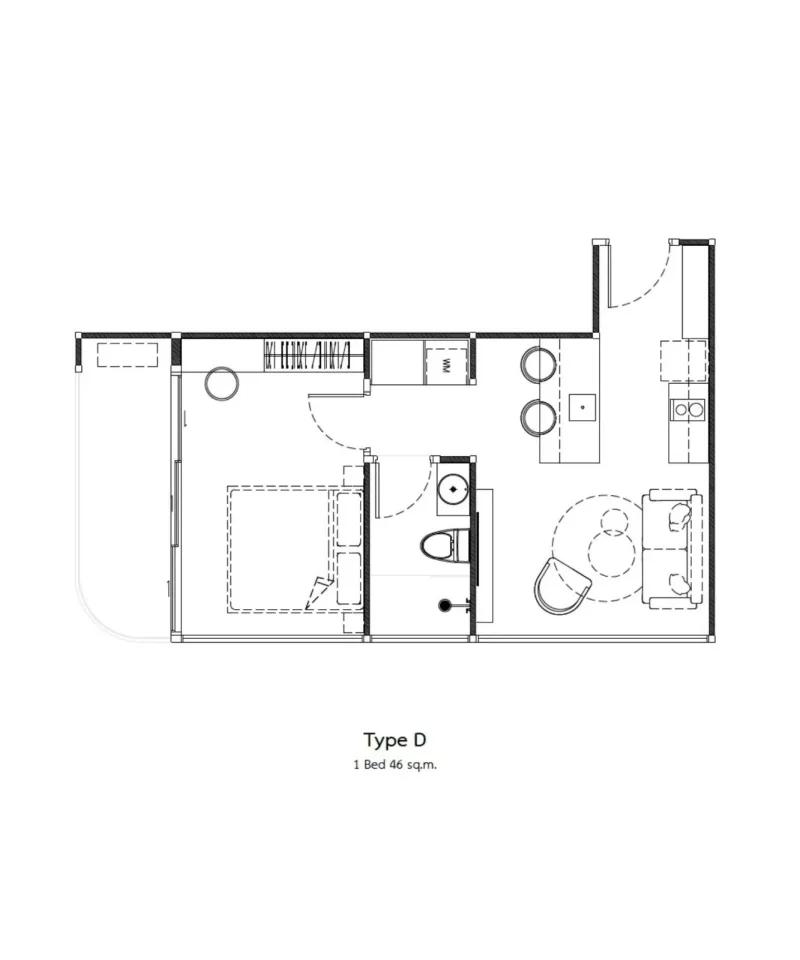 1-Bedroom Condo with Open View at Secret Garden Pattaya Condominium in Wongamat, Pattaya, Pattaya