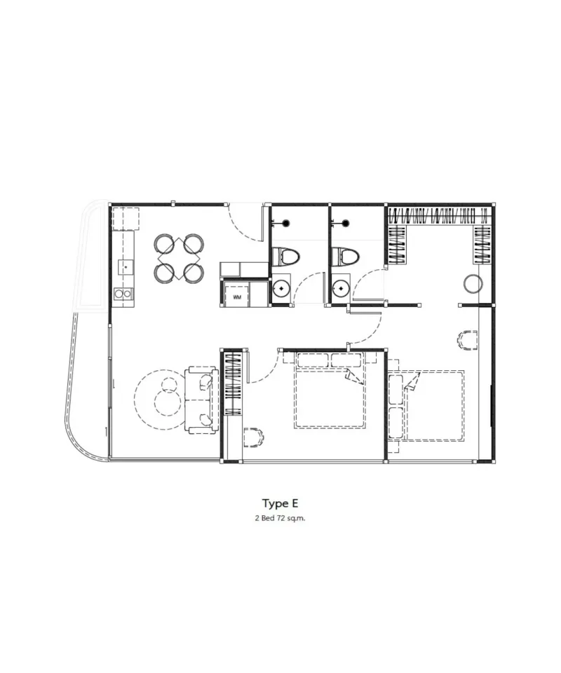 2-Bedroom Condo with Open View at Secret Garden Pattaya Condominium in Wongamat, Pattaya, Pattaya