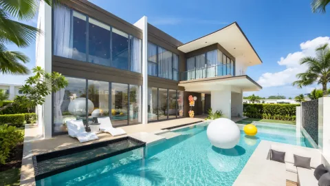 Highland Park Pool Villas — дома с бассейном в Huai Yai — территория и зона отдыха