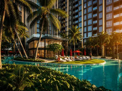 Grand Solaire Pattaya — квартиры в 67-этажном небоскрёбе — территория и зона отдыха