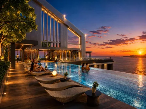 Grand Solaire Pattaya — квартиры в 67-этажном небоскрёбе — бассейн и общественная инфраструктура