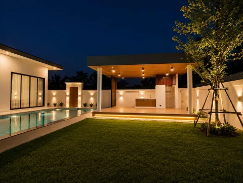 Great Time Pool Villa — вилла у озера Мабпрачан — архитектура и фасад комплекса